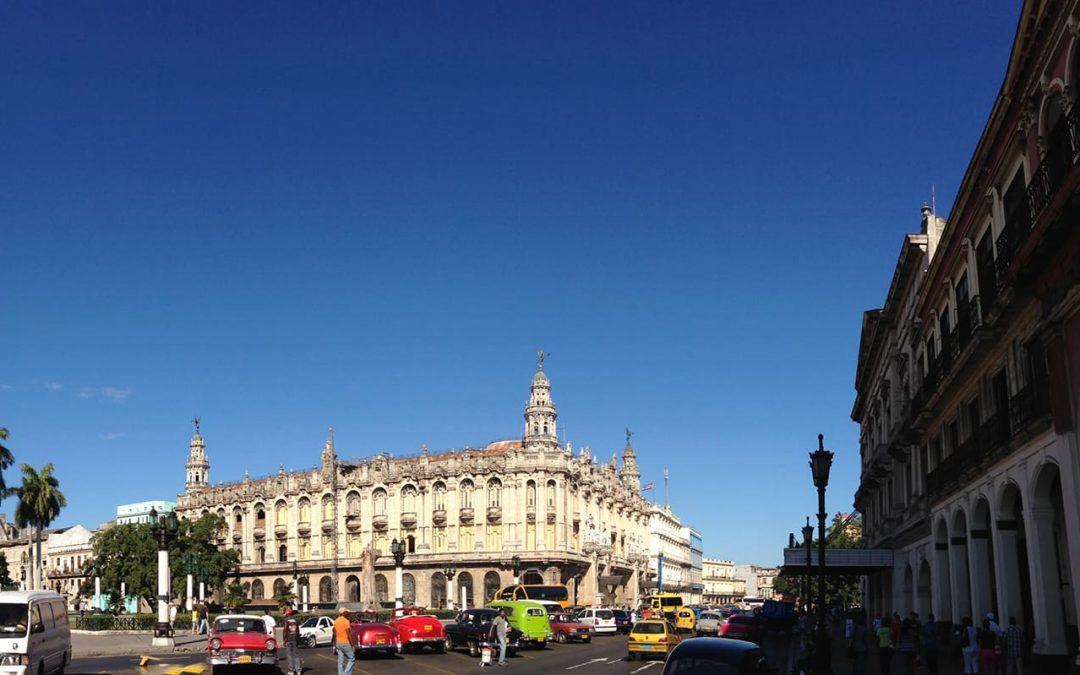 Photo in Old Havana of the Gran Teatro and the bustling street in front